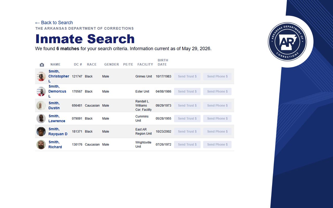 Ashley County jail mugshots alternative Arkansas DOC photo results